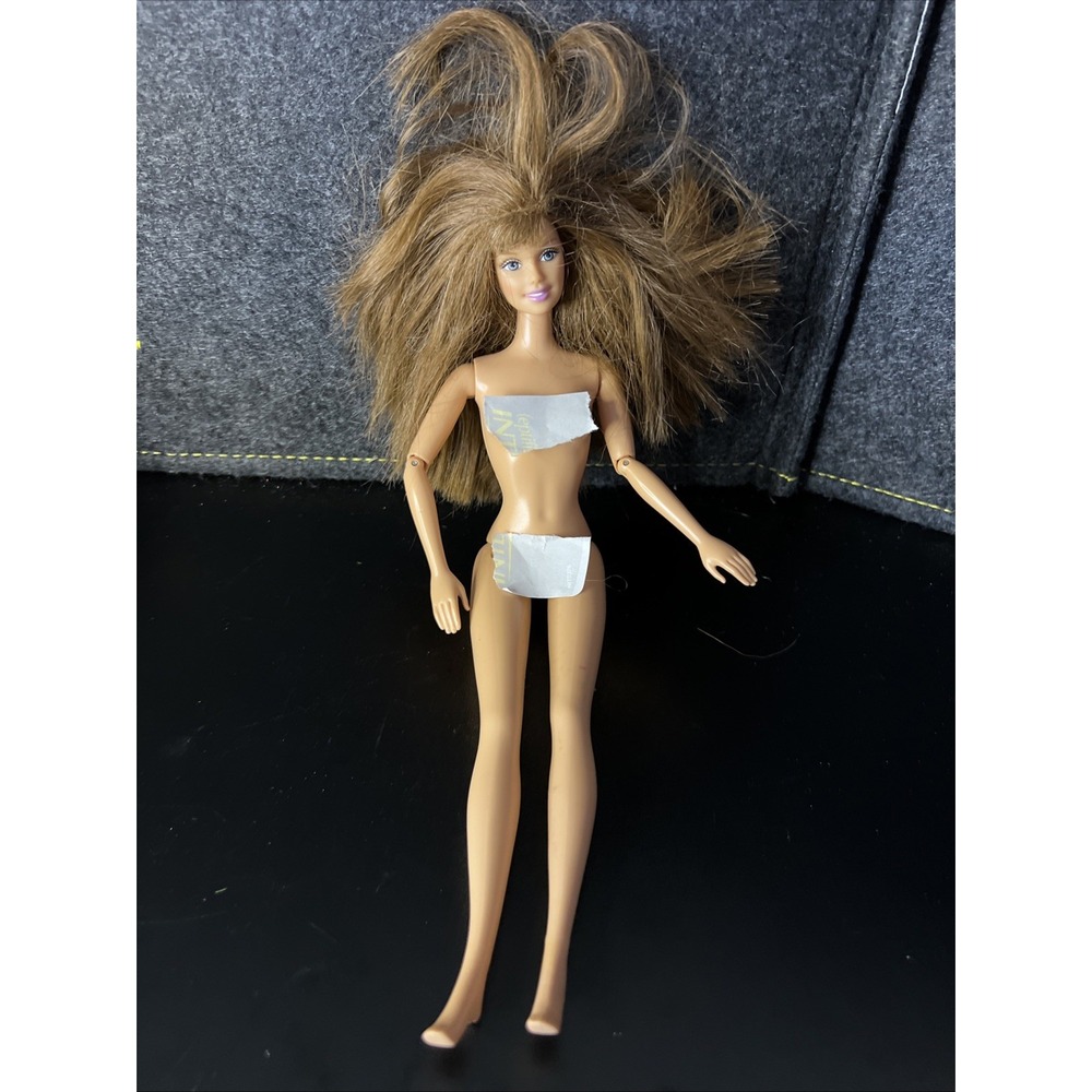 Mattel Barbie Waving Hand Doll Brown Hair Articulated Arms Legs‎